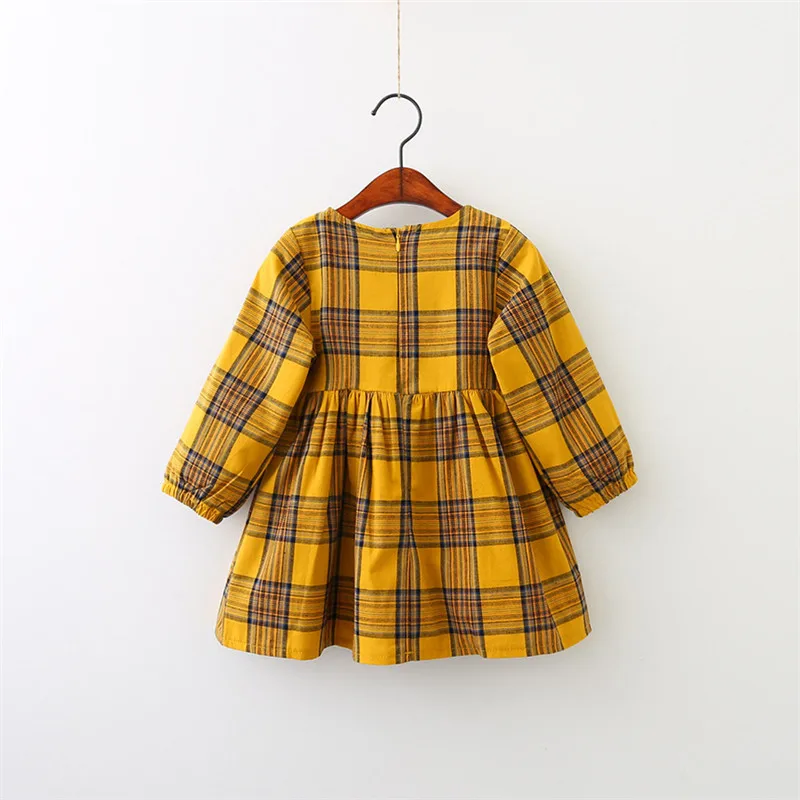 Платье для девочек новинка 2020 осенняя брендовая одежда клетчатое платье в
