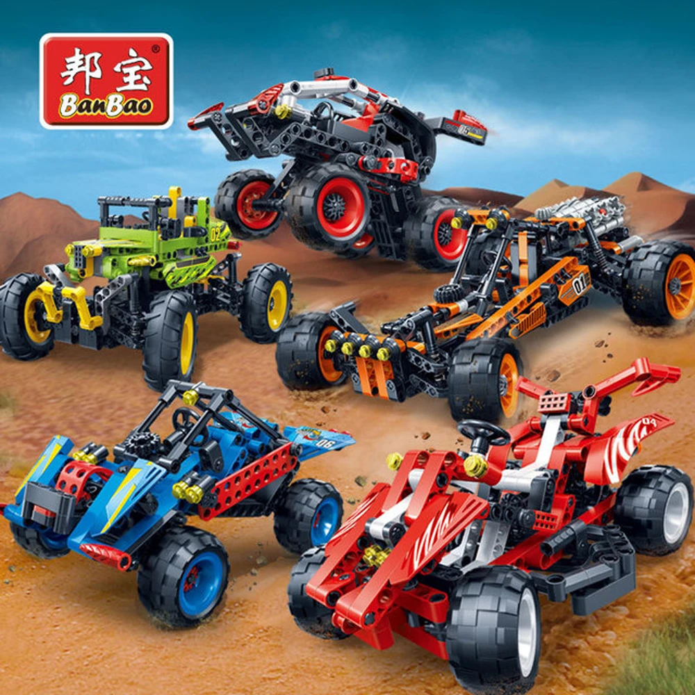 BanBao высокотехнологичная серия сборные кирпичи скелет гоночный автомобиль