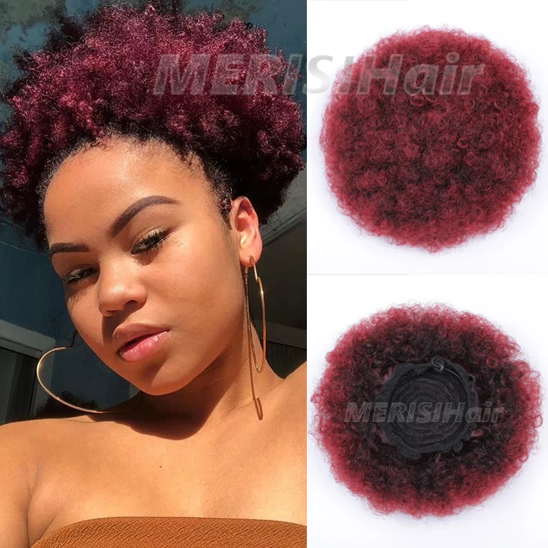 Синтетические кудрявые волосы конский хвост афро американские короткие