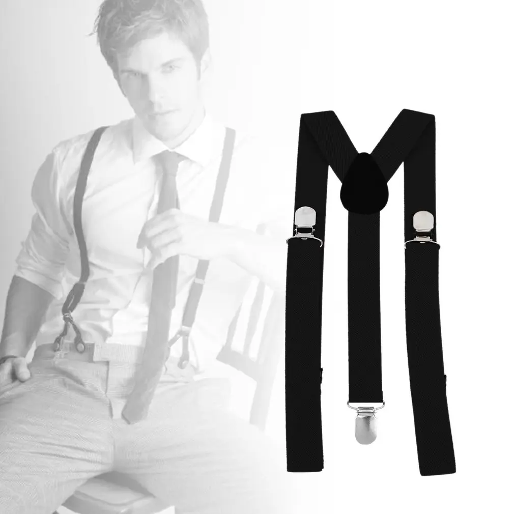 

Adjustable Elasticated Adult Suspender Straps Unisex Women Men Y Shape Elastic Clip-on Suspenders 3 Clip Pants Braces