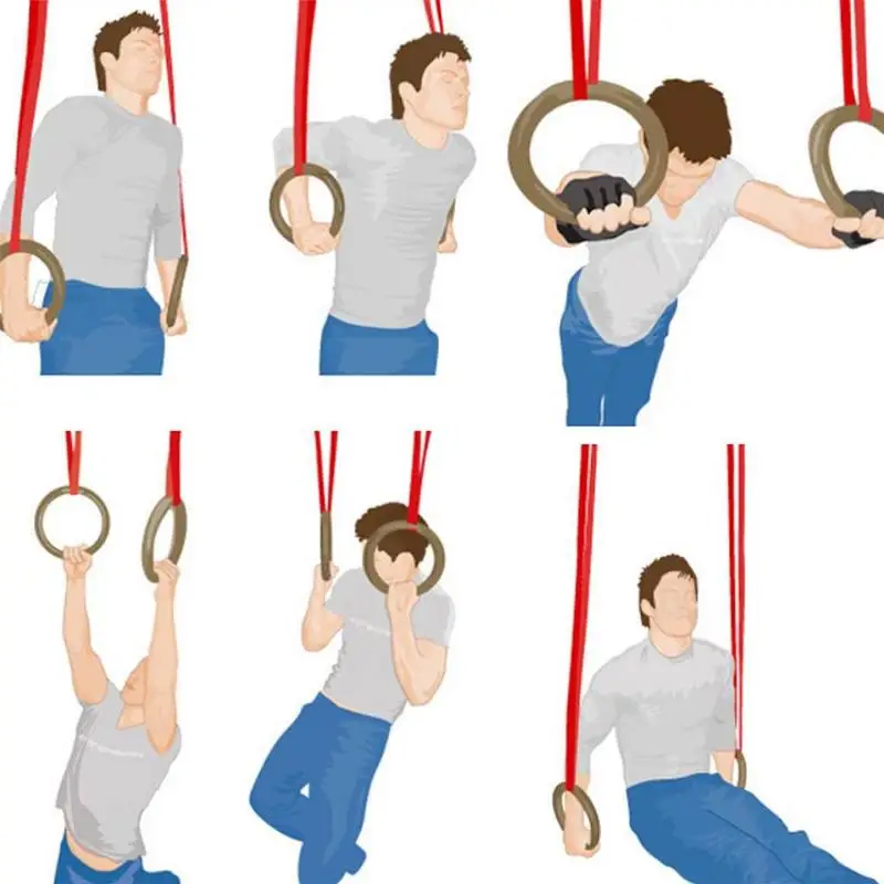 

1 pair birch gymnastics ring home training fitness pull ring, adjustable fitness 2.6cm * 4.5m strap training pull ring