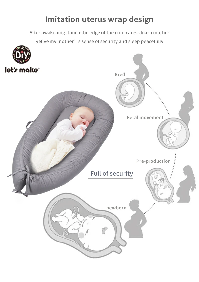 Однотонная портативная кровать для путешествий 90*50 см детское гнездо с подушкой