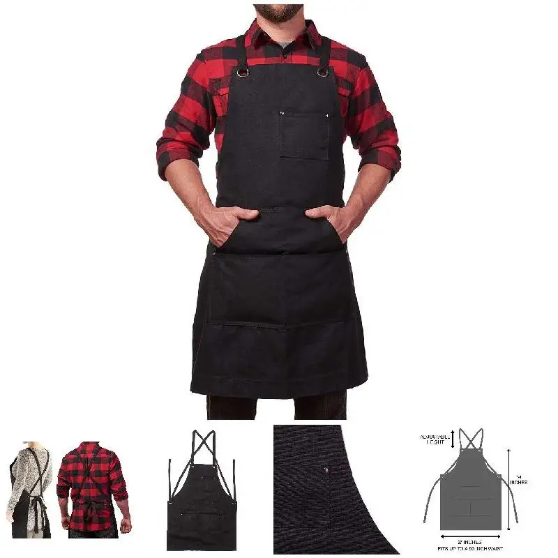 Work Apron Canvas Tool Pockets Cross-back Straps Adjustable For Barbecue Woodworking SAL99 | Спорт и развлечения