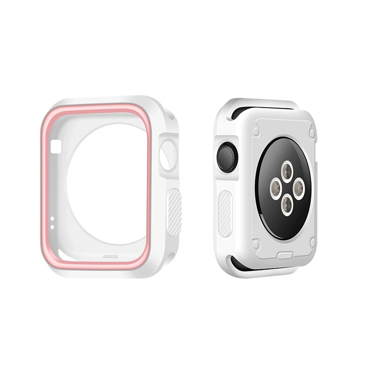 white pink Мягкий чехол для Apple Watch 4/5 корпус 44 мм 40 мм iwatch серии 5 4 3 2 1 42 мм/38 мм защитный силиконовый защитный чехол - Цвет: white pink