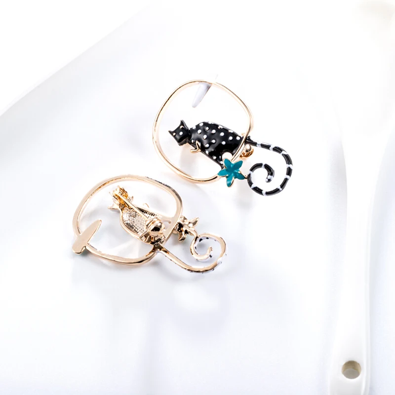 Модная эмалированная брошь в виде мультяшного кота булавка для сумки мужчин и