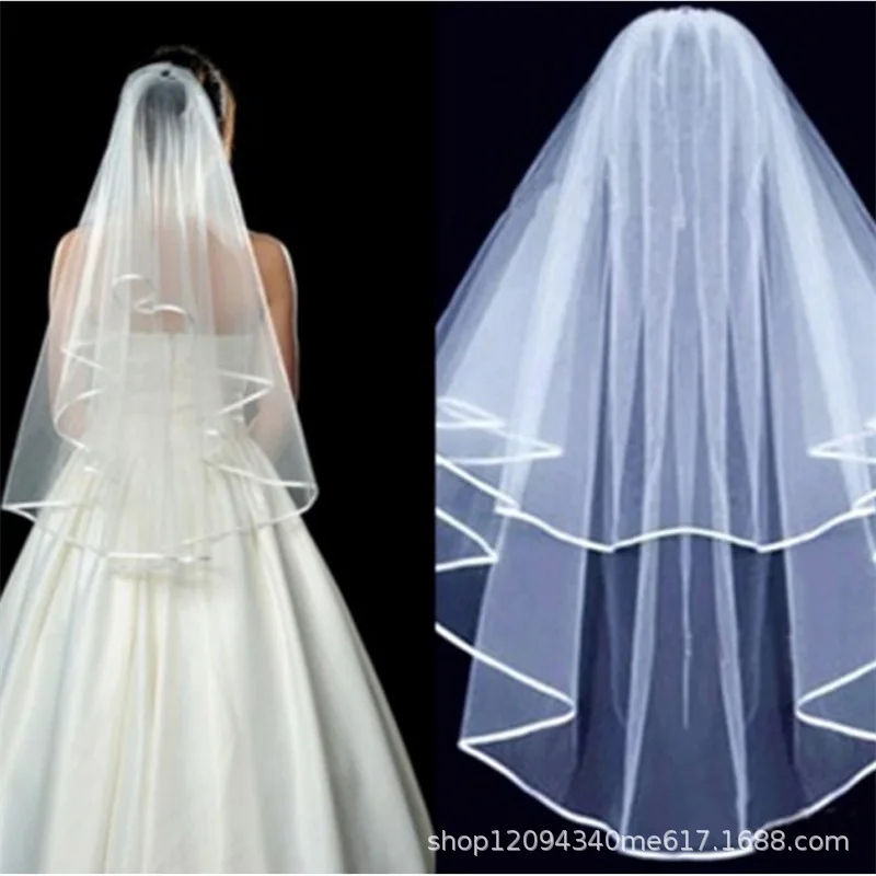 

2021 New Wedding Accessories Short Simple Wedding Veil White Ivory Two Layer Bridal Veil With Comb Accessories