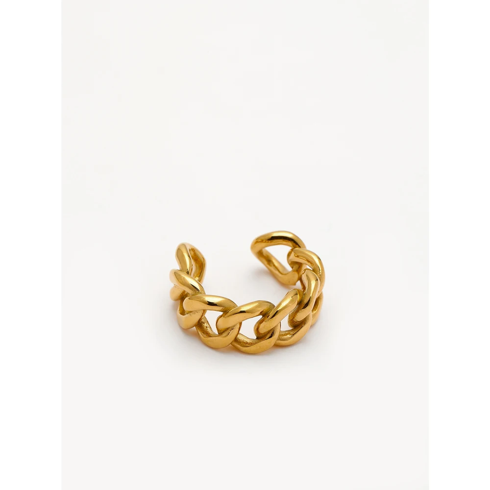 

YMYW Waterproof Chain Ring Jewelry Gold Open Stainless Steel Index Finge Ring for Female PVD Real-gold-plated Statement Gift