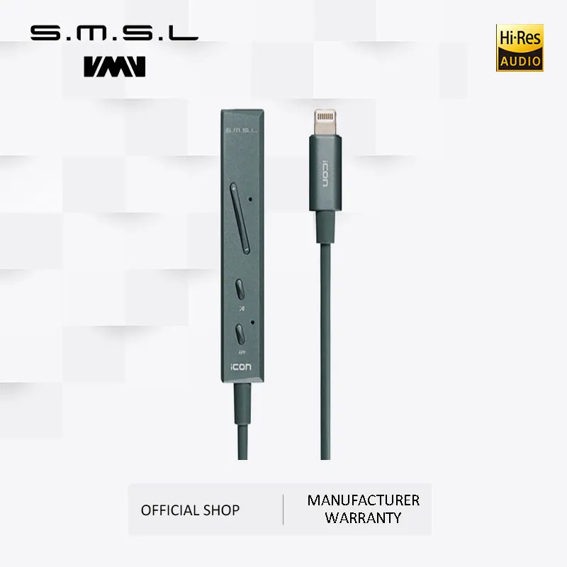 

SMSL ICON /I2 Headphone Input Lightning Amplifier DAC HI-FI Audio Decoder Portable Connector Built-in Microphone for iPhone IOS