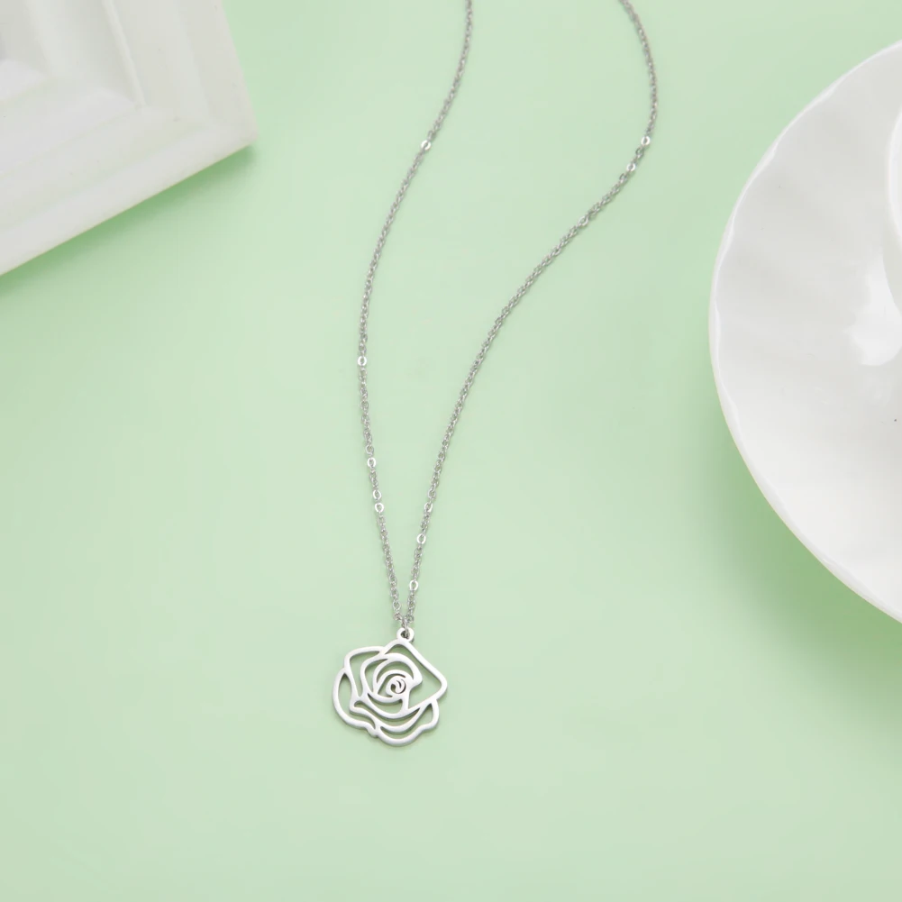 Fishook Небольшое модное ожерелье с цветком розы романтическая любовь