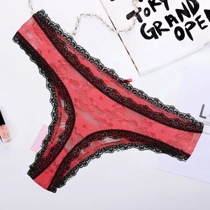 5 шт./компл. женские кружевные стринги сексуальные прозрачные двойные хлопковые