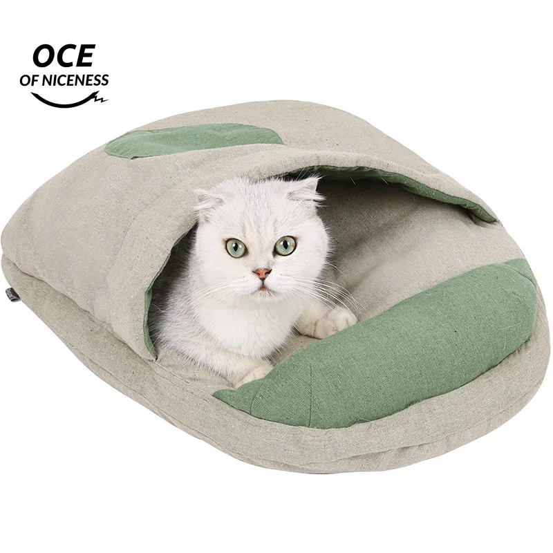 

Japanese Cat Bed Warm Cat Sleeping Bag Deep Sleep Winter Removable Pet Dog Bed House Cats Nest Cushion with Pillow Four Seasons
