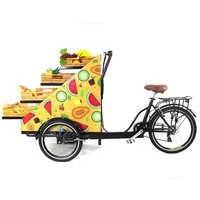 Three Wheels Cargo Bike Pedal or Electric Tricycle for Adult Food Vending Cart for Sale Vegetables Fruits on The Street