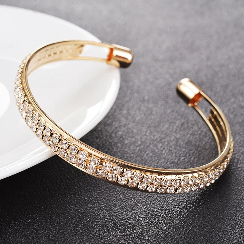 

High Quality Elegant Crystal Cuffs Golden Silver Moroccan Bracelet Bridal Bracelet Ladies Bracelet Bracelet Jewelry