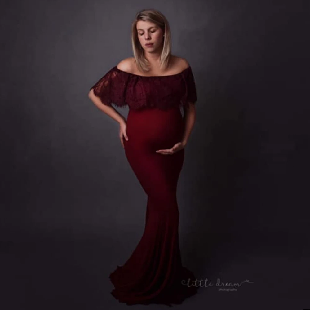 Stretchy Fashion Maternity Dress Suit Photography Props Woman Robe Maxi Long Gown Baby Shower Clothing for Pregnant Photo Shoot