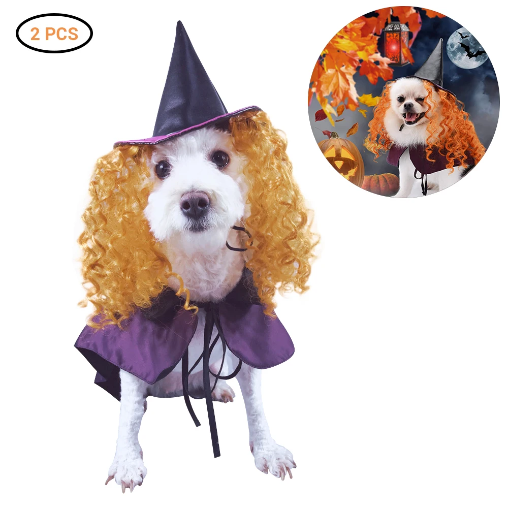 Забавный милый кот одежда костюм ведьмы для Хэллоуина собака наряд игрушки набор