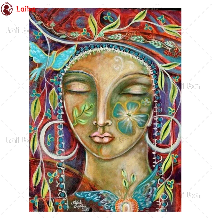 

5D DIY Алмазная картина абстрактное искусство, женщина, цветок, птица и крест стежок полный квадрат/круглая Алмазная вышивка мозаика