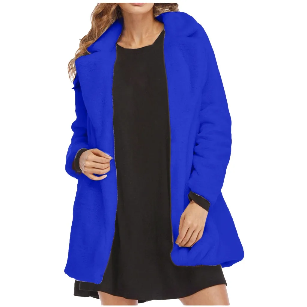 Blue Зимние пальто Женская поддельная Меховая куртка Верхняя одежда плюшевое Пальто Повседневная Толстая теплая верхняя одежда искусственная Меховая куртка Chaquetas 9M3 - Цвет: Blue