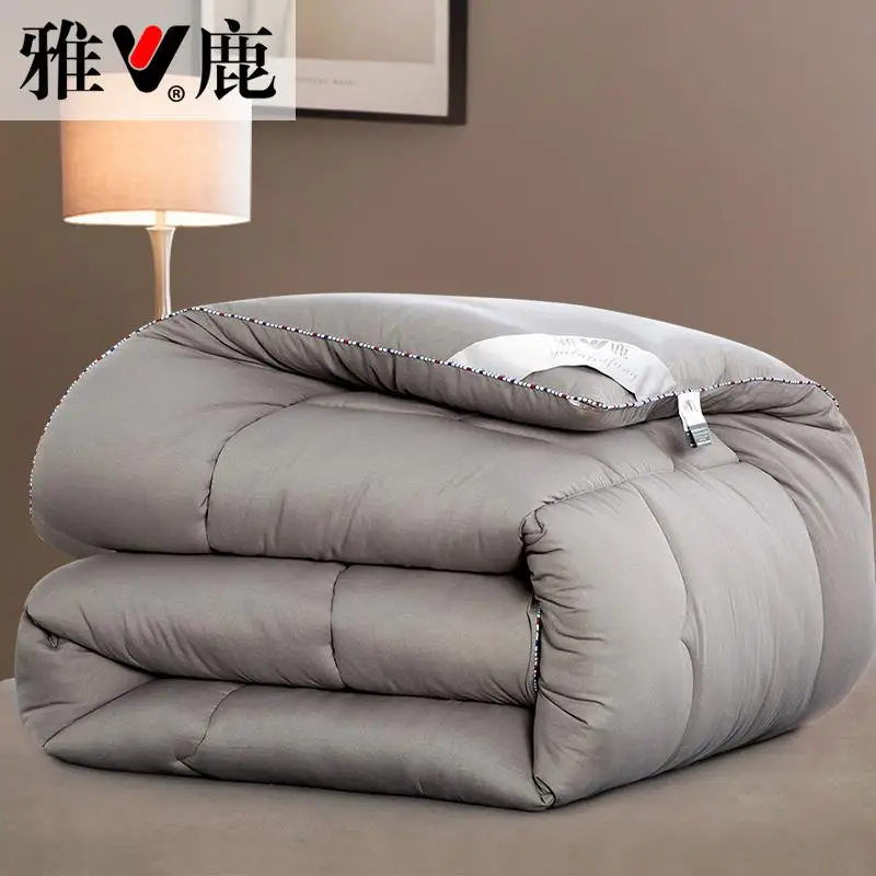 King size 220x240 см 4 кг Чистый хлопок ткань зимнее одеяло комфортное одеяло наполнитель перо Напечатано мягкий Внешний чехол - Цвет: Сливовый
