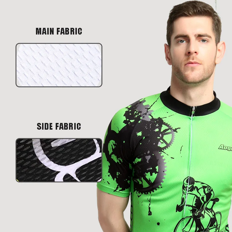Aogda зеленая одежда для велоспорта летняя с коротким рукавом Мужская шоссейного