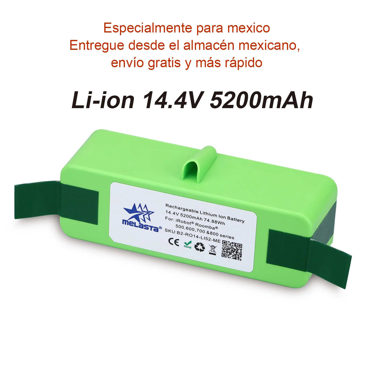 Мексиканский склад 14,4 V 5.2Ah Li-Ion Батарея для iRobot Roomba 500 600 700 800 серии 510 530 550 560 620 650 770 780 870 880 R3