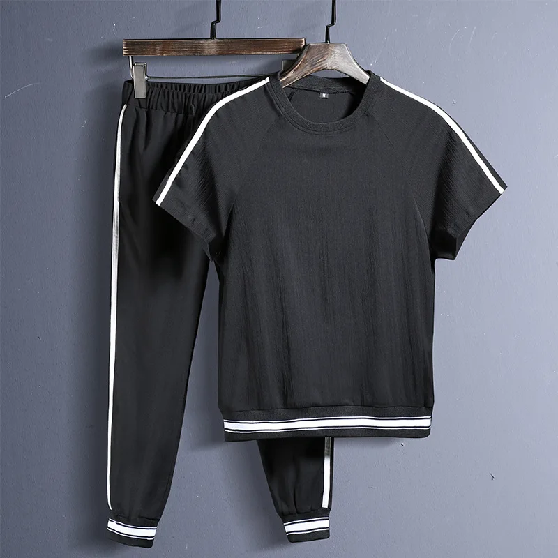 Новый мужской повседневный костюм с коротким рукавом для весны и лета мужские