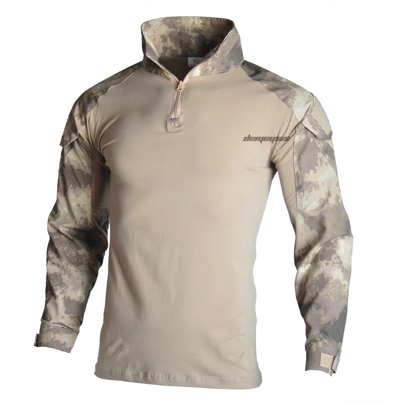 shirts atacs au Тактические костюмы рубашка+ брюки с налокотниками Наколенники Мужская камуфляжная одежда для охотников Мультикам военная форма - Цвет: shirts atacs au
