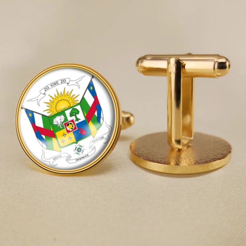 Запонки герб Центральной Африки флаг карты государственная эмблема | Украшения и