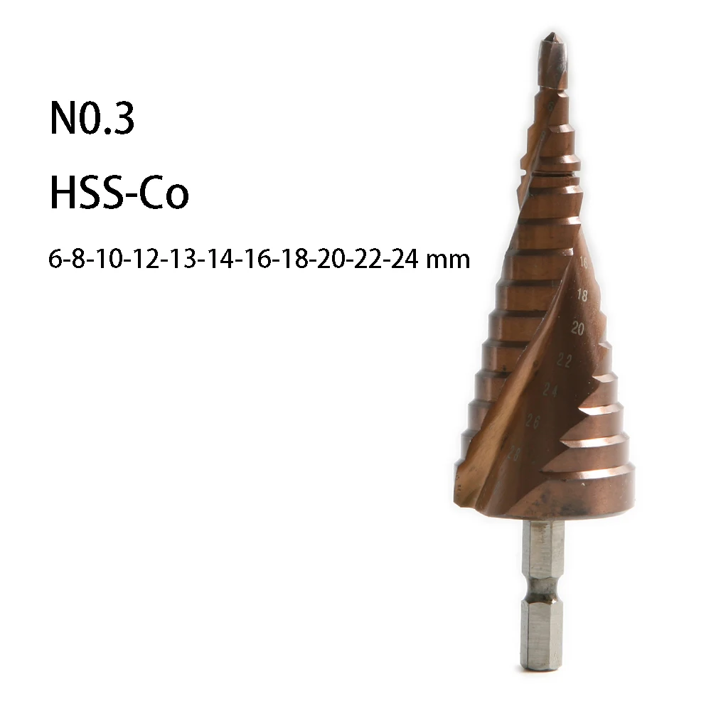 

M35 5% Кобальтовое ступенчатое сверло 3-12 4-22 6-24 HSS-CO Высокоскоростное стальное конусное сверло по металлу Инструмент Отверстие для нержавеющей стали