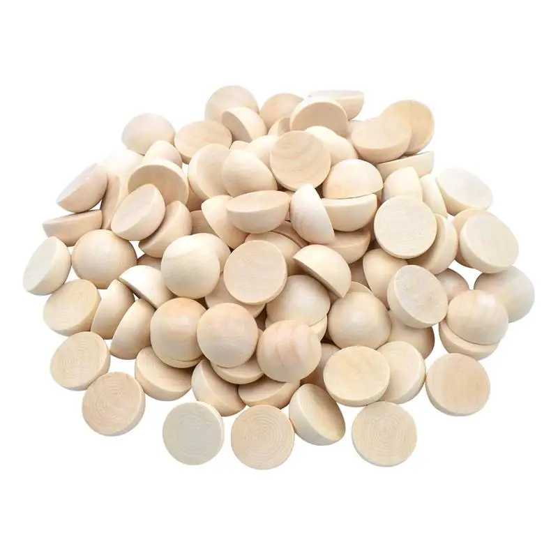 

100pcs Unfinished Half Wooden Balls Mini Hemisphere Half Craft Balls For DIY Projects Kids Arts And Craft Supplies (20mm)