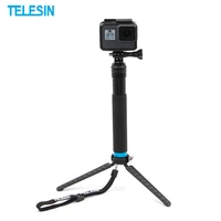 telesin aluminum alloy selfie stick with tripod for gopro hero 10 9 8 7 5 session yi dji osmo action 2 sport camera accessories