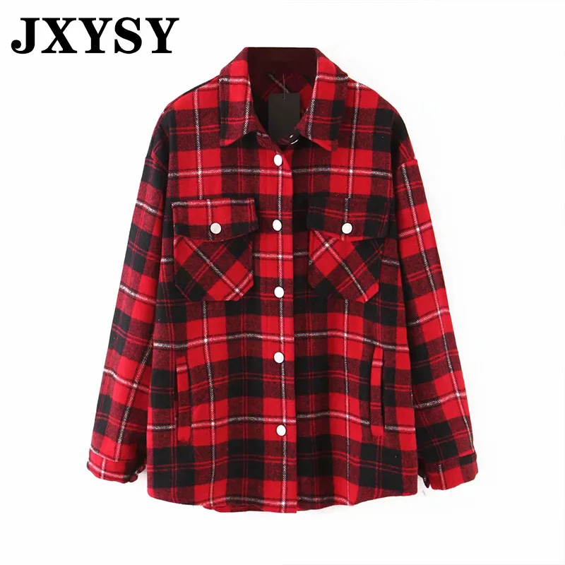JXYSY Женская куртка 2019 английский стиль винтажное Фланелевое теплое клетчатое