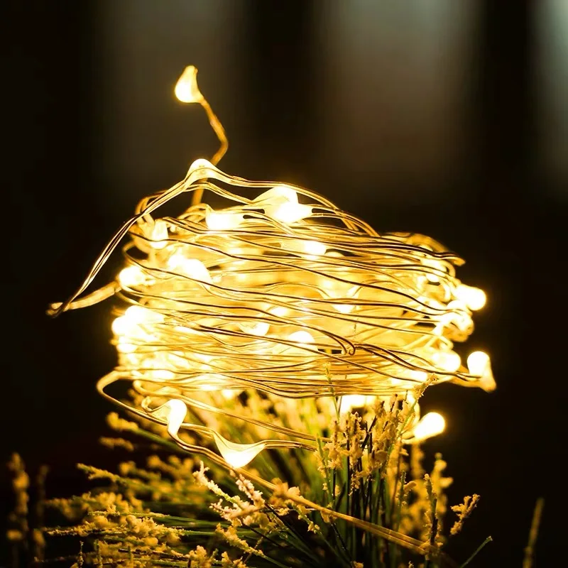 

1M/2M/3M/4M Silver Wire Leds Fairy Light Garland Holiday Party Transparent String Light Battery Powered Christmas Wedding Lamps