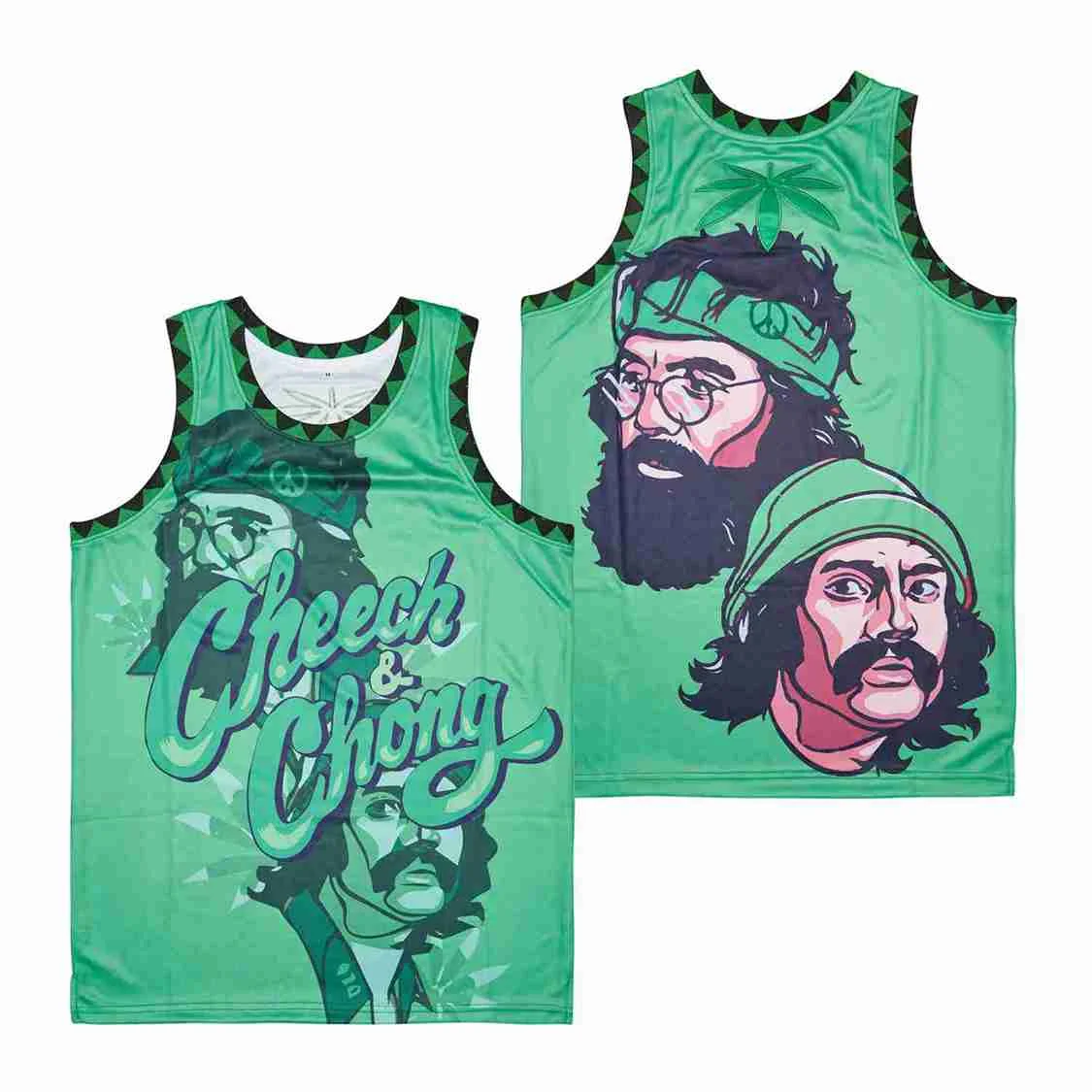 

BG basketball jerseys CHEECH AND CHONG BROCCOLI CITY jersey printing Outdoor sportswear Hip-hop culture Green 2022 new