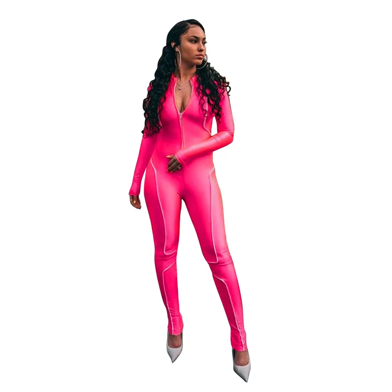 

92P1734924 Spring and autumn women's fashion personalized reflective splicing sports Jumpsuit jumpsuit women