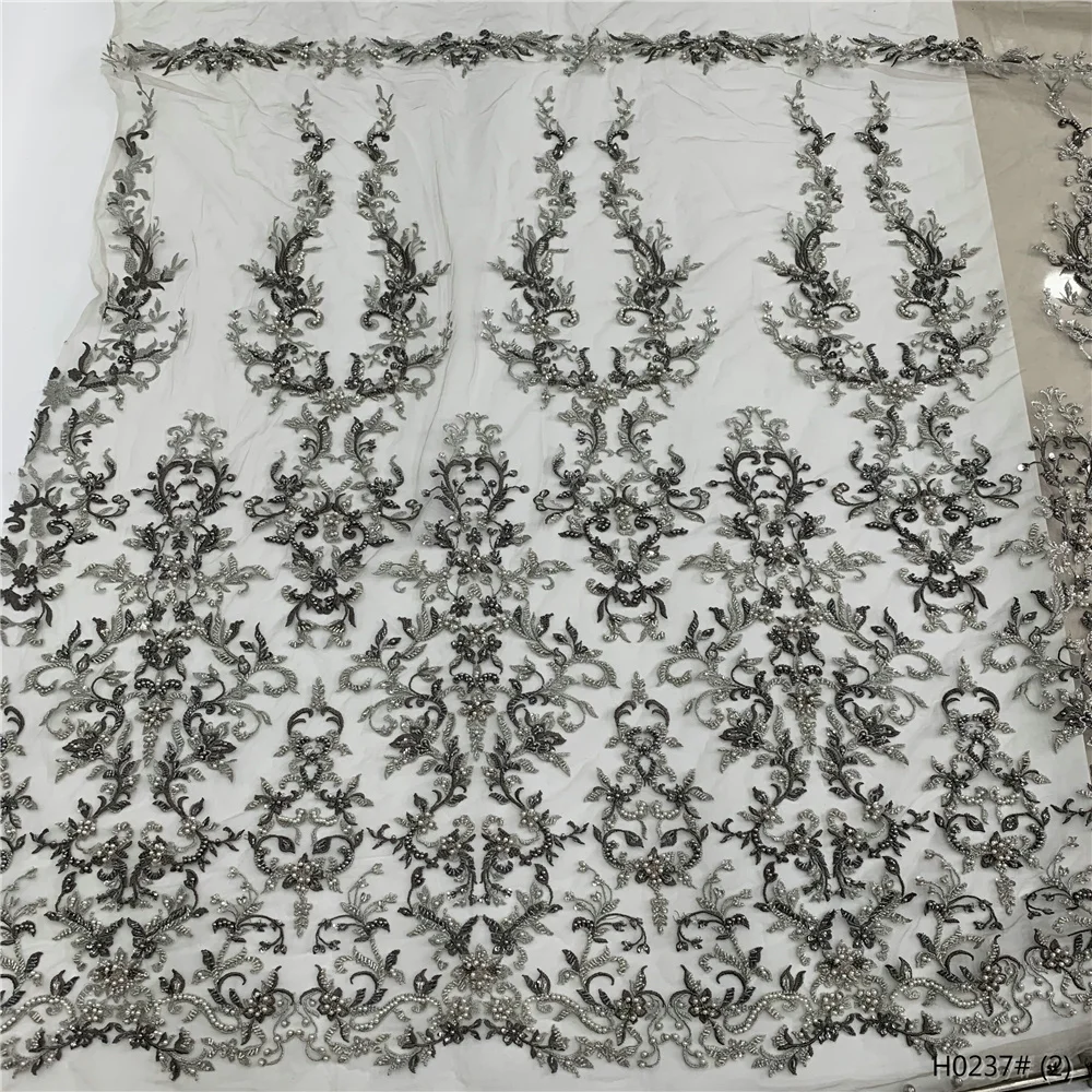 

2021 High Quality African Sequins Lace Fabric French Net Embroidery Tulle Lace Fabric For Nigerian Wedding Party Dress H0237#