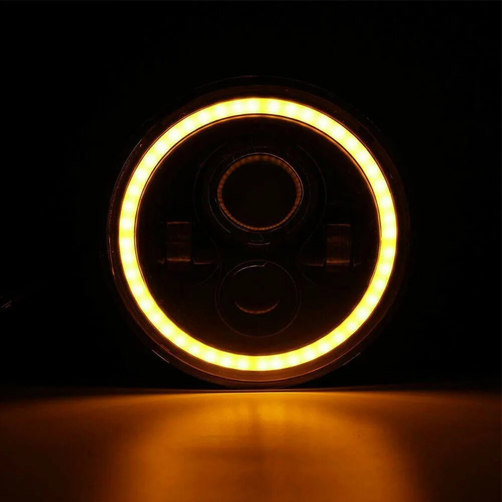 

Pair 7\" Inch Round LED Headlights Halo Angle Eyes For Jeep Wrangler JK LJ TJ CJ 9 -30V DC IP67 Round LED Headlight