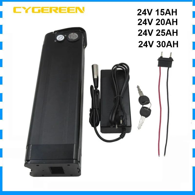 

350W 24V 15AH Silver Fish Lithium Battery 500W 24 Volt 20AH 30AH E Bike Bicycle Bateria Pack with BMS USB Port 29.4V 3A Charger