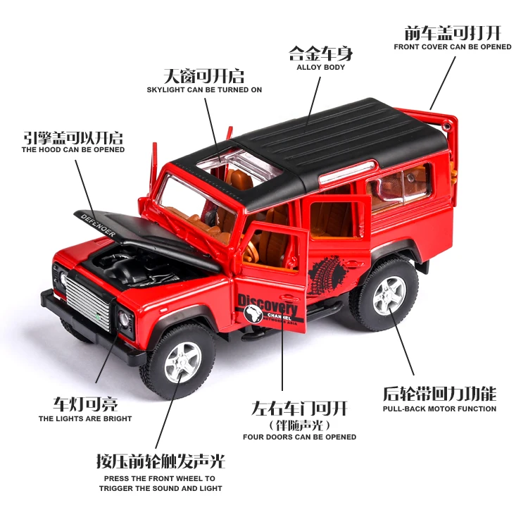 1:32 SUV Defender сплав Модель автомобиля игрушки автомобиль вытянуть назад звук и светильник акустооптика для детей подарки на день рождения для взрослых