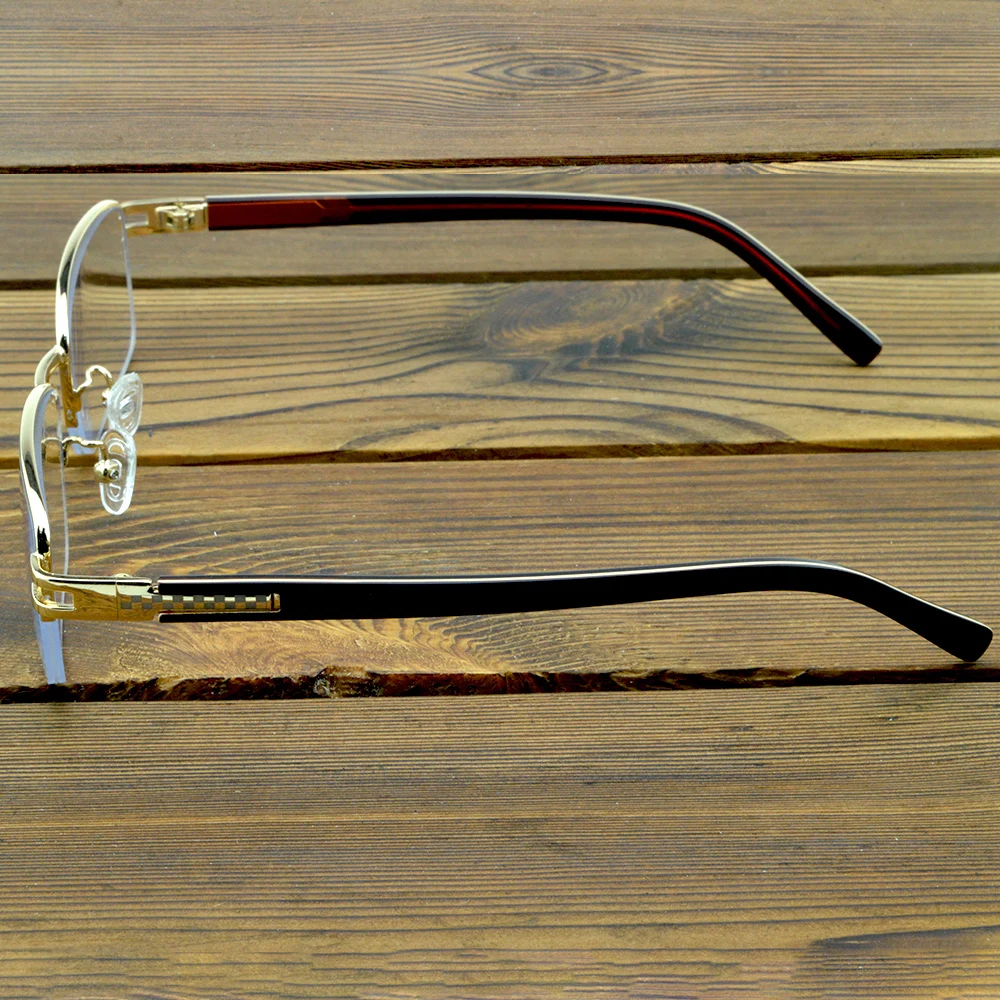 Деловые Стильные Золотые очки для чтения мужчин с чехлом из искусственной кожи + 0