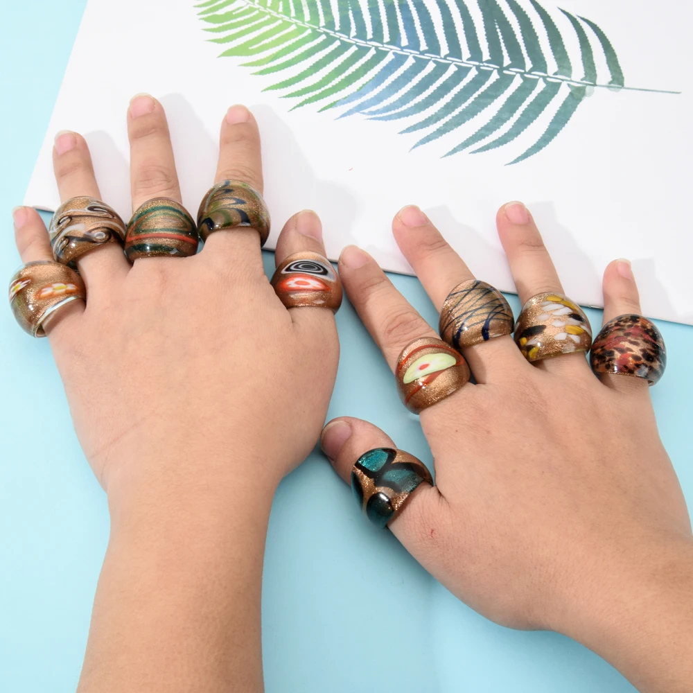 Набор колец из муранского стекла ручной работы для мужчин и женщин 12 шт./лот