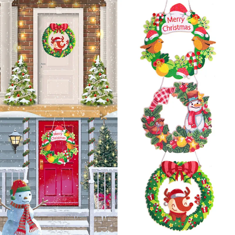 Diy flowers wreath for window decor diamond painting wreath for door hanging Christmas wreaths Gifts Christmas decoration socks