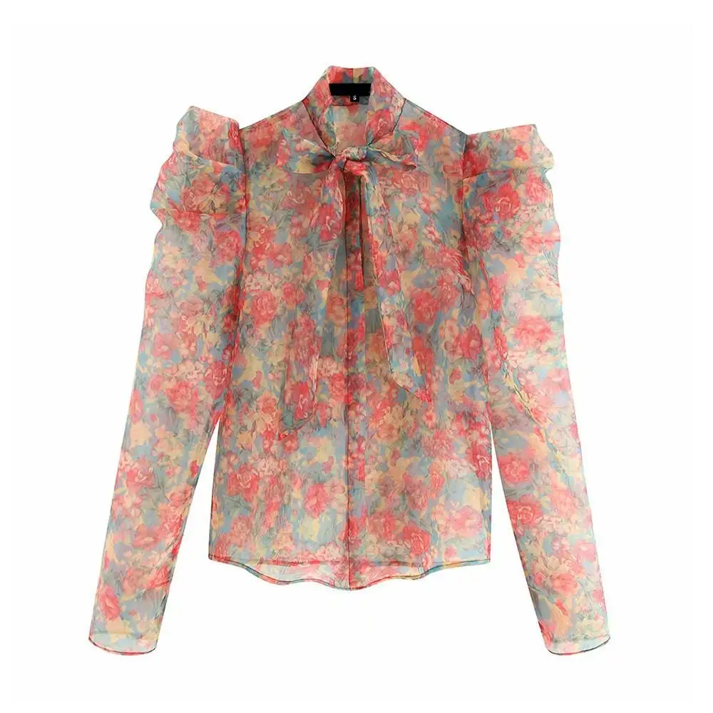 Сексуальная Женская блузка с оборками модный галстук бабочка сетчатые рубашки