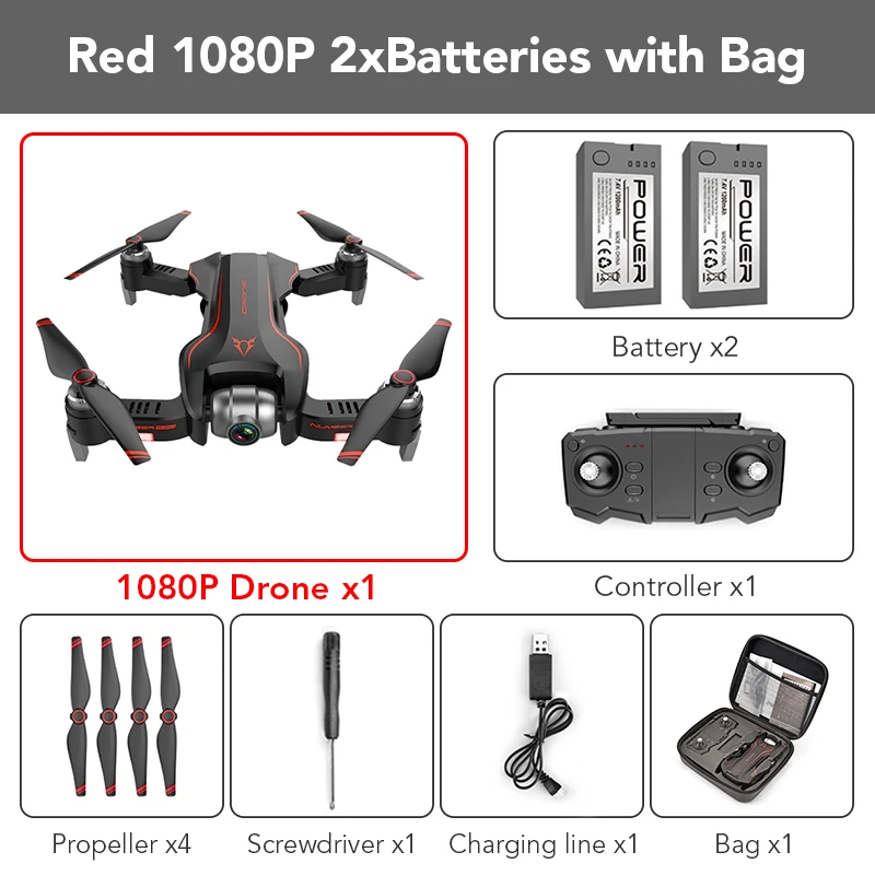 Red 1080p 2B withBag FUNSKY S20 wifi FPV с 4 K/1080 P HD камерой 18 минут время полета Интеллектуальный складной Радиоуправляемый Дрон Квадрокоптер - Цвет: Red 1080p 2B withBag