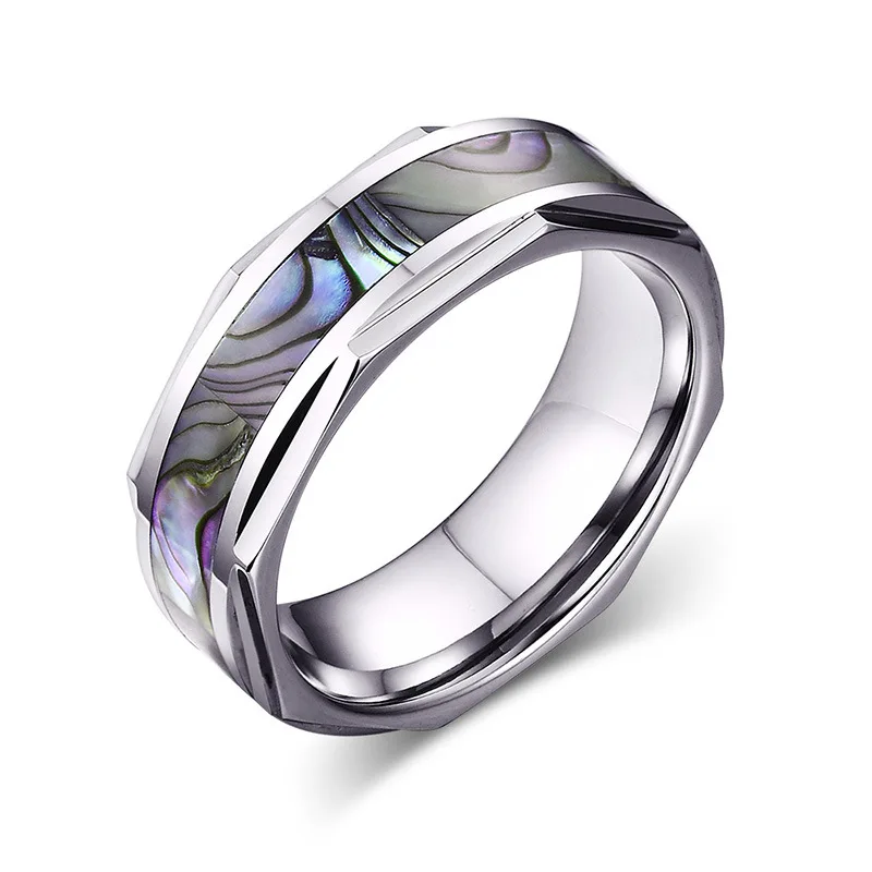 

European and American Rings Tungsten Gold Rings Inlaid Shell Rings Rings Wholesale Jewelry Men