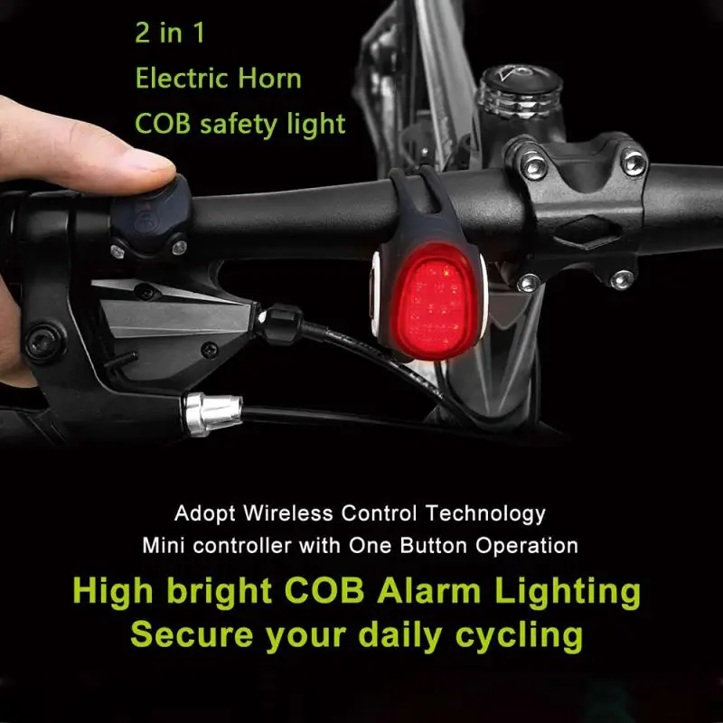 

Intelligent Telecontrol Bicycle Bell Remote Control Bike Bell Rainproof 120dB 5 Sound Intensity Horn With COB Safety Light