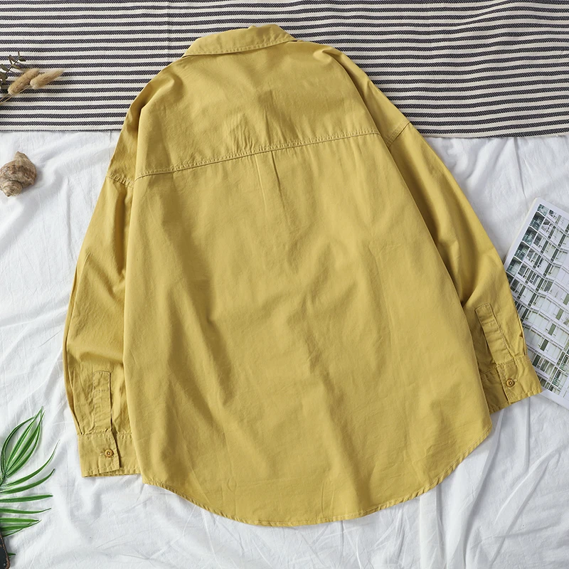 GOPLUS Для женщин рубашка желтый и зеленый цвета белая блузка Винтаж размера плюс