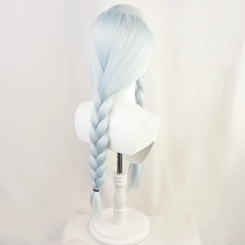 

Anime Jujutsu Kaisen Mei Mei Wig Cosplay Light Blue Thick Braids Braided Long Ponytails Synthetic Hair Sorcery Fight Role Play