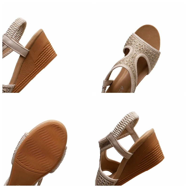 

ORCHA LISA Women Sandals New 2021 Open Toe 5cm Wedge Heels Zip Soft Bohemian Flower Stylish Multi Colors Big Size 36-42 A3635