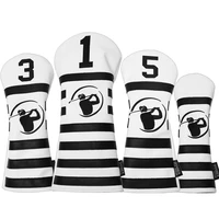 4pcs set golf club head cover pu leather driver fw fairway wood hybird covers