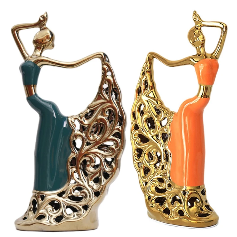 

New Home Decoration Accessories Dancer Figurines Peacock Art Ornament Statue Ceramics Sculpture Model